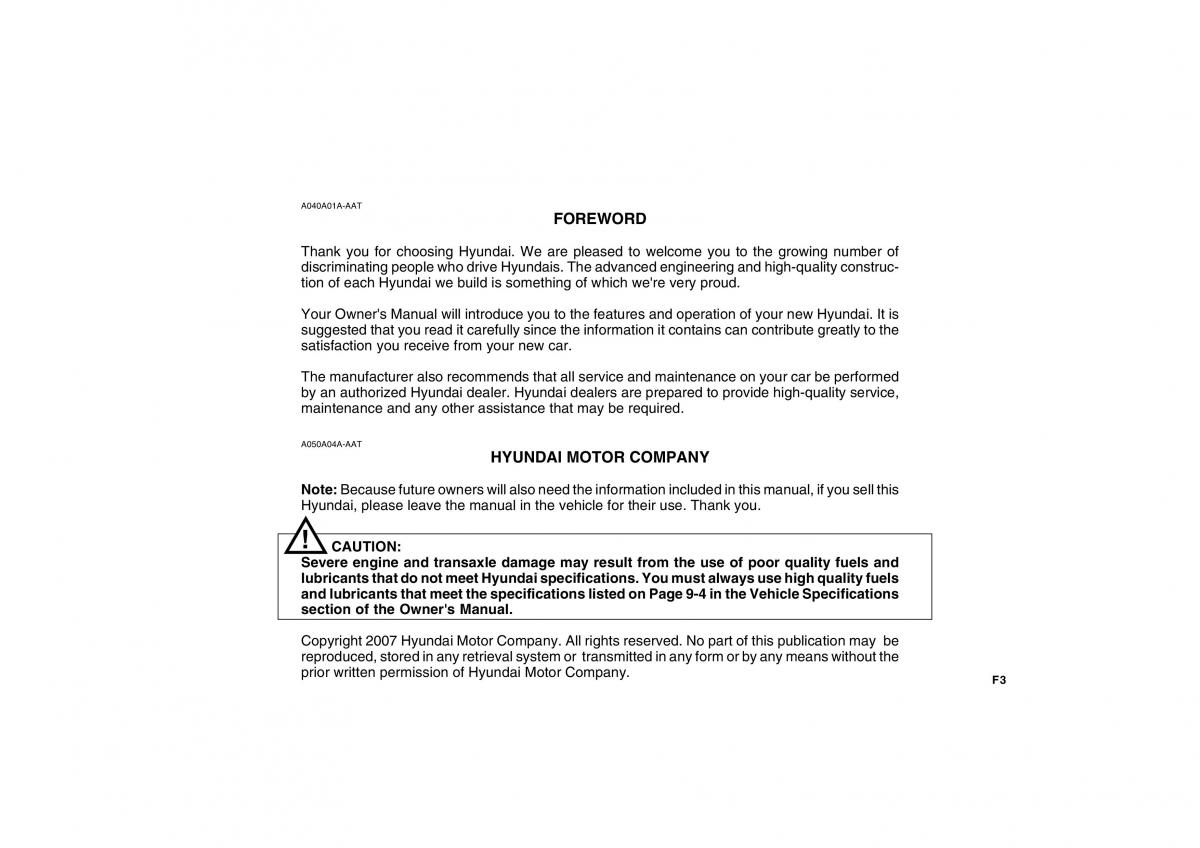 Hyundai Getz owners manual / page 3