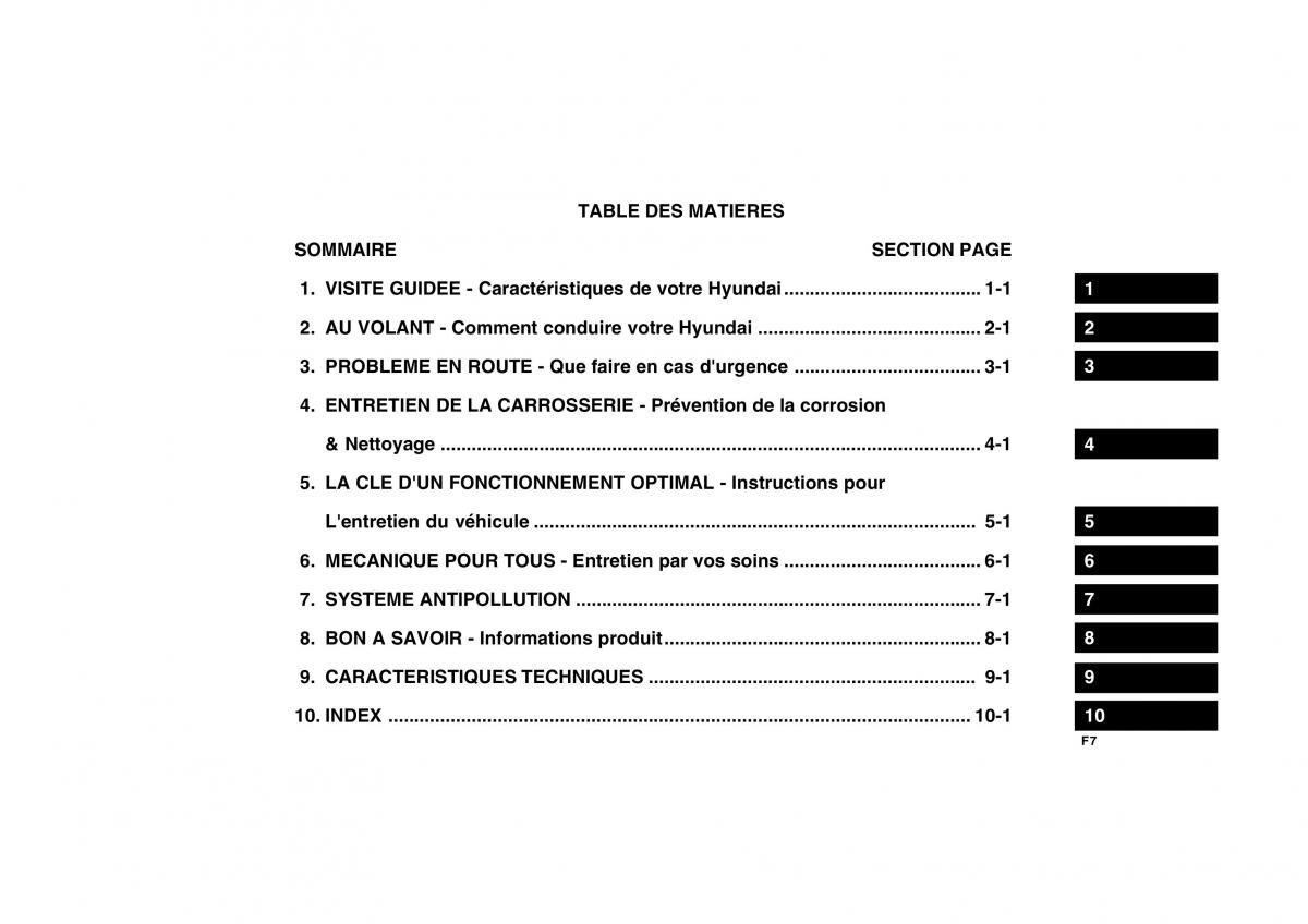 Hyundai Getz manuel du proprietaire / page 7