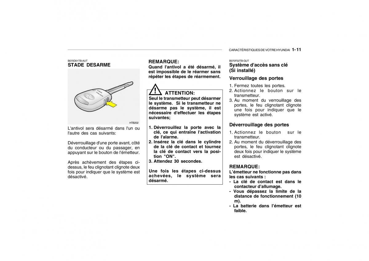 Hyundai Getz manuel du proprietaire / page 21