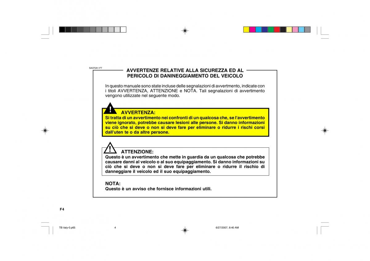 Hyundai Getz manuale del proprietario / page 4