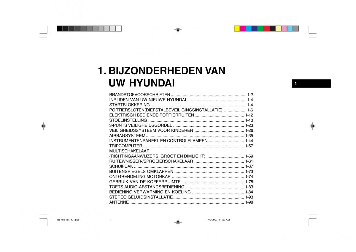 Hyundai Getz handleiding / page 11