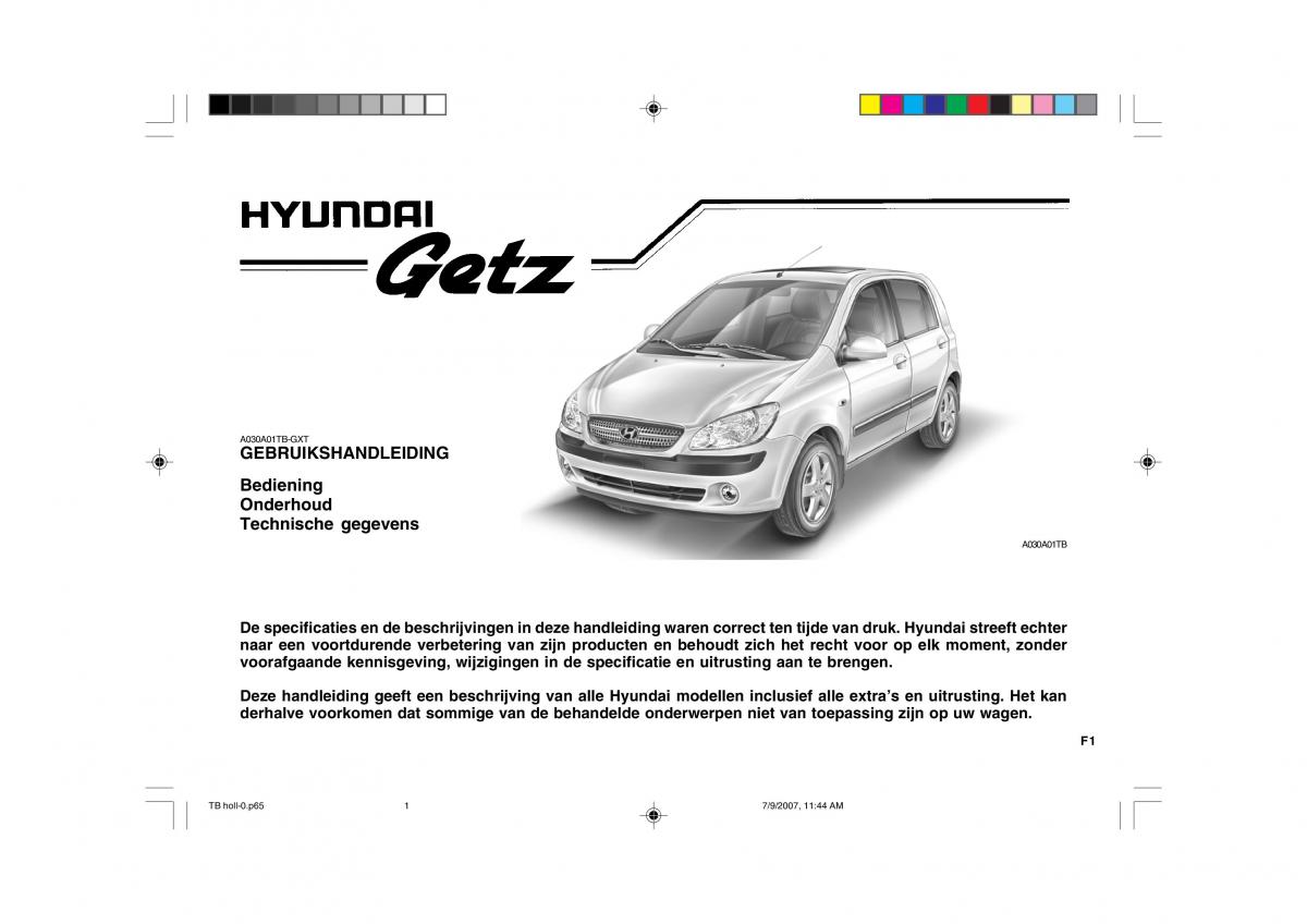 Hyundai Getz handleiding / page 1