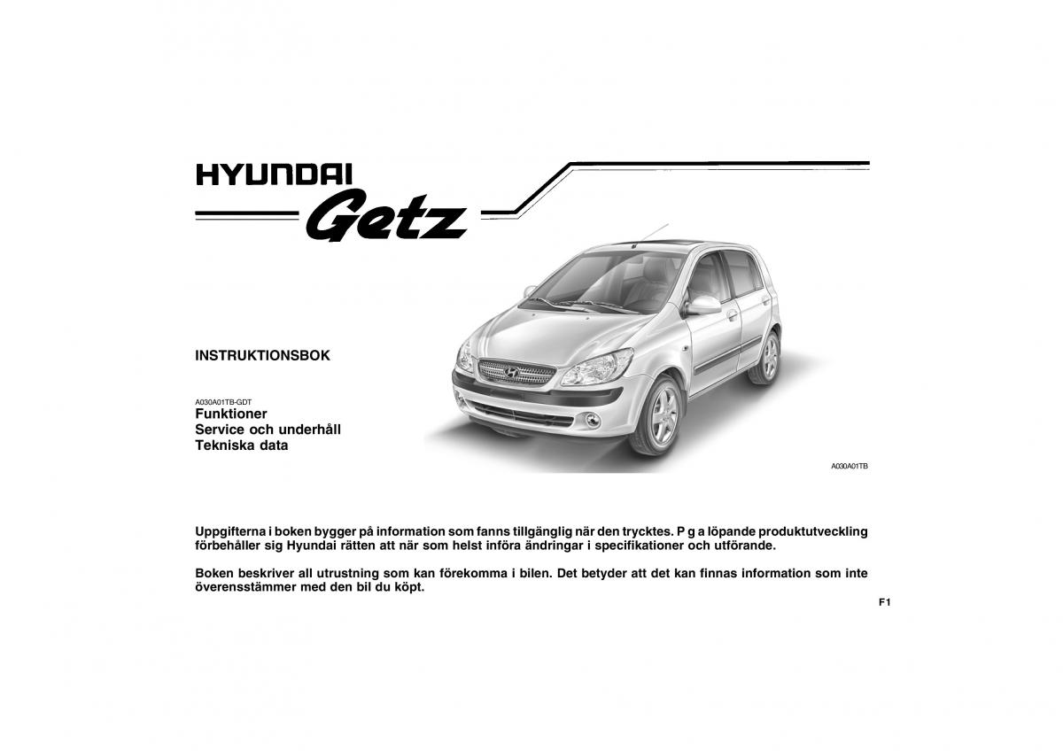 Hyundai Getz instruktionsbok / page 1
