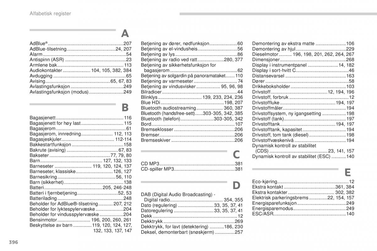 Peugeot 5008 bruksanvisningen / page 398