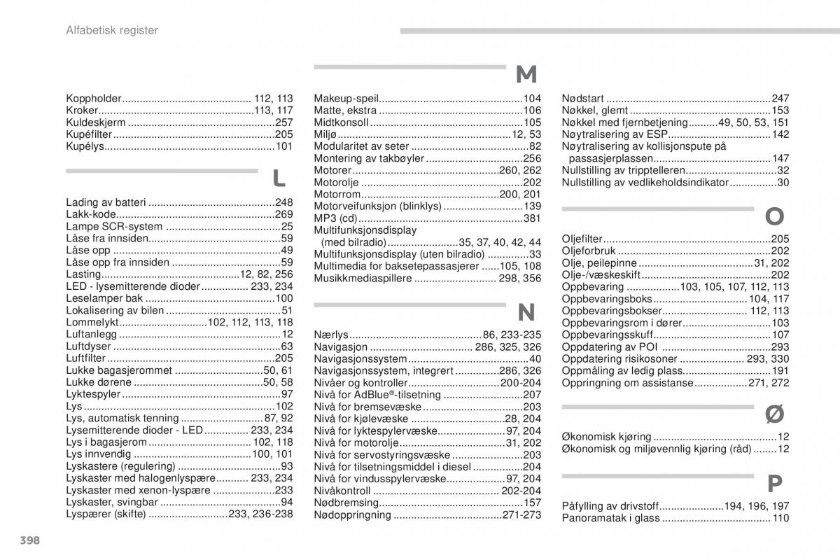 manual  Peugeot 5008 bruksanvisningen / page 400