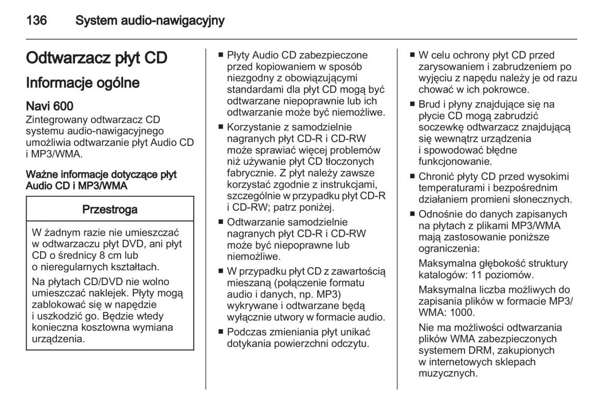 Chevrolet Cruze instrukcja obslugi / page 136
