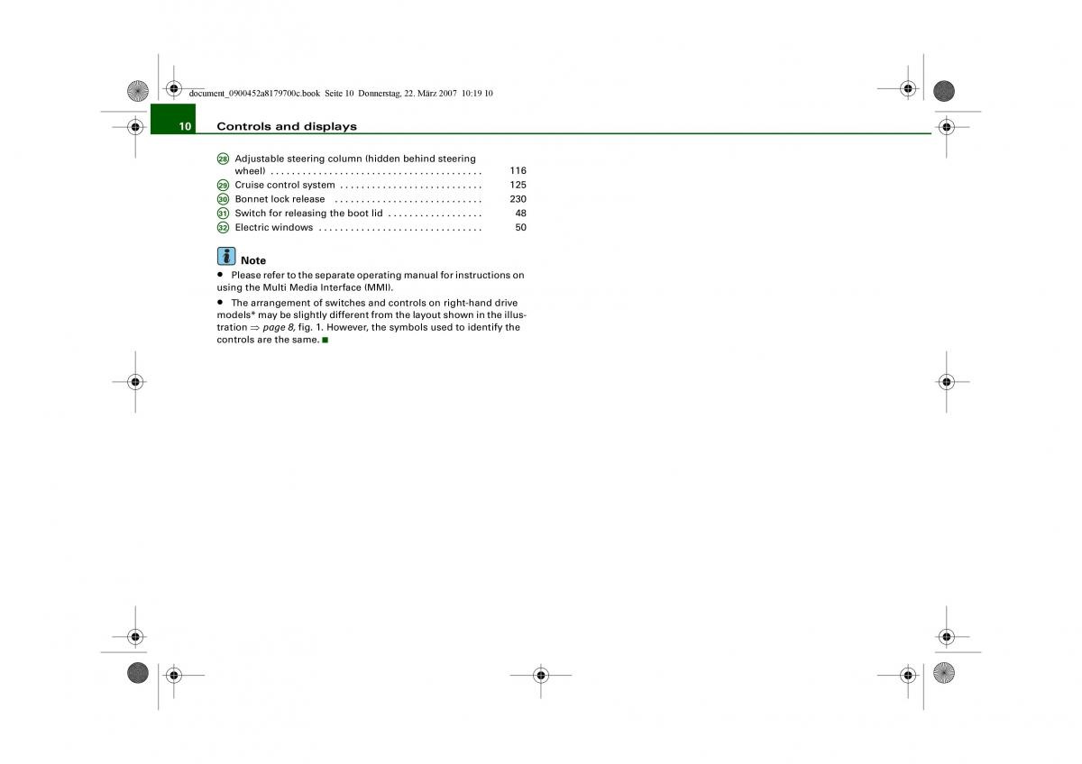 Audi A5 owners manual / page 12