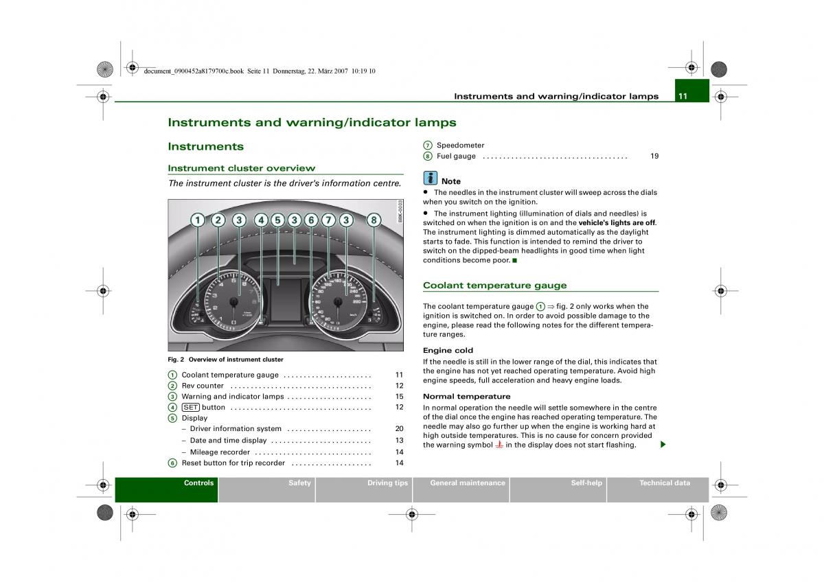 Audi A5 owners manual / page 13