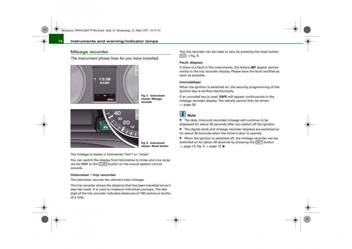 Audi A5 owners manual / page 16