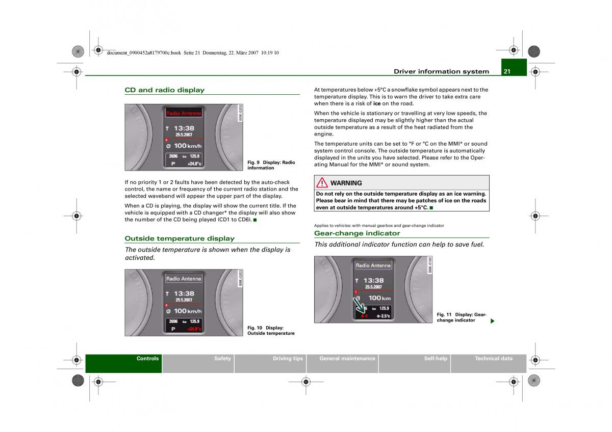 Audi A5 owners manual / page 23