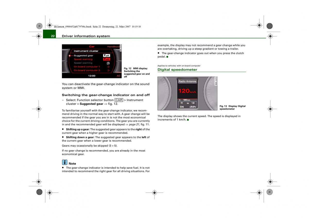 Audi A5 owners manual / page 24