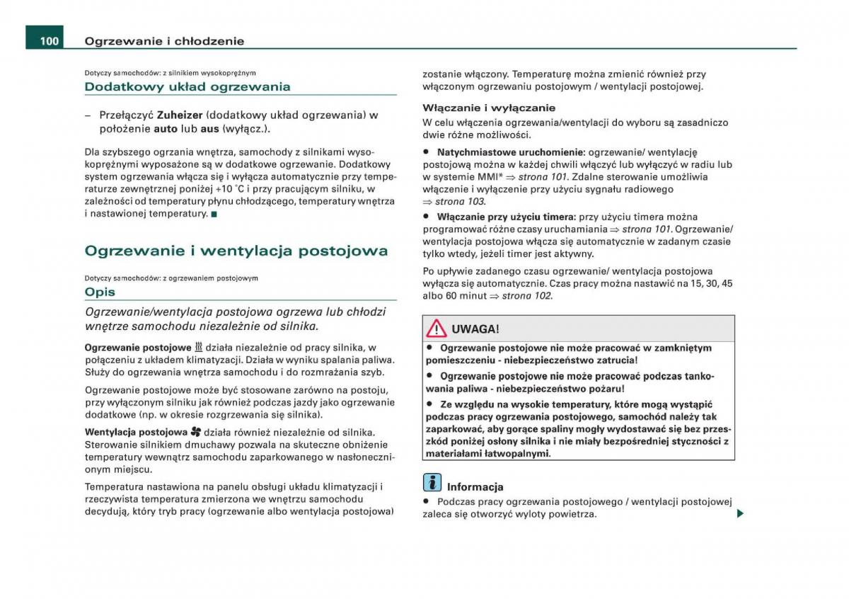 Audi Q5 instrukcja obslugi / page 102