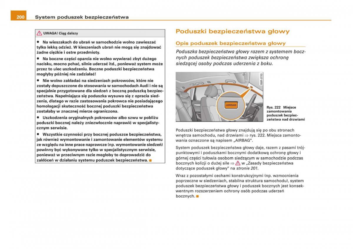 Audi Q5 instrukcja obslugi / page 202
