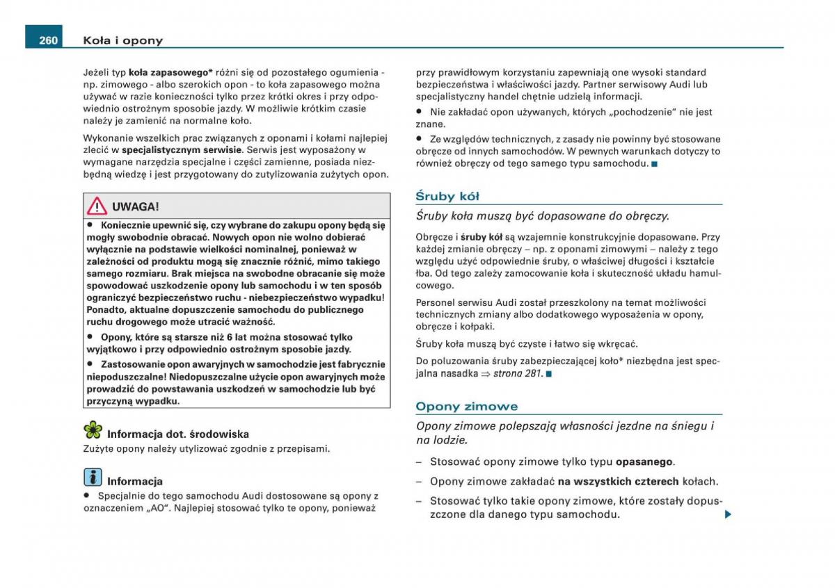 Audi Q5 instrukcja obslugi / page 262