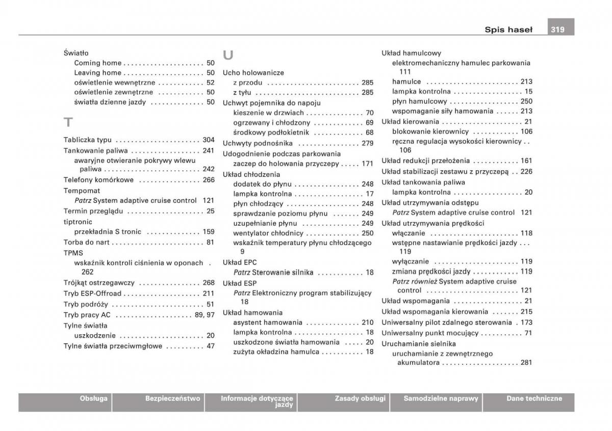 Audi Q5 instrukcja obslugi / page 321