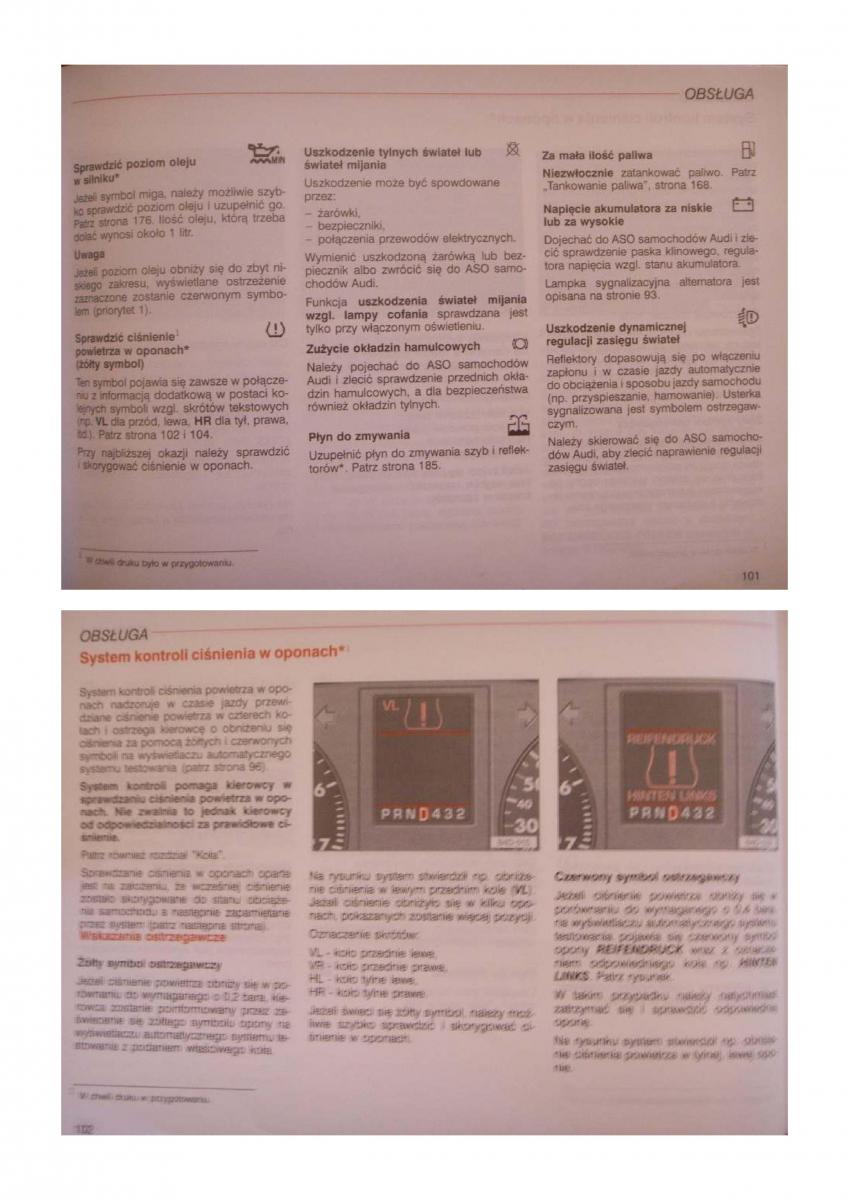 Audi A8 D2 instrukcja obslugi / page 110