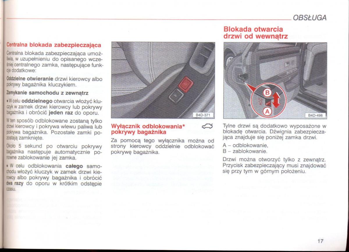 Audi A8 D2 instrukcja obslugi / page 17