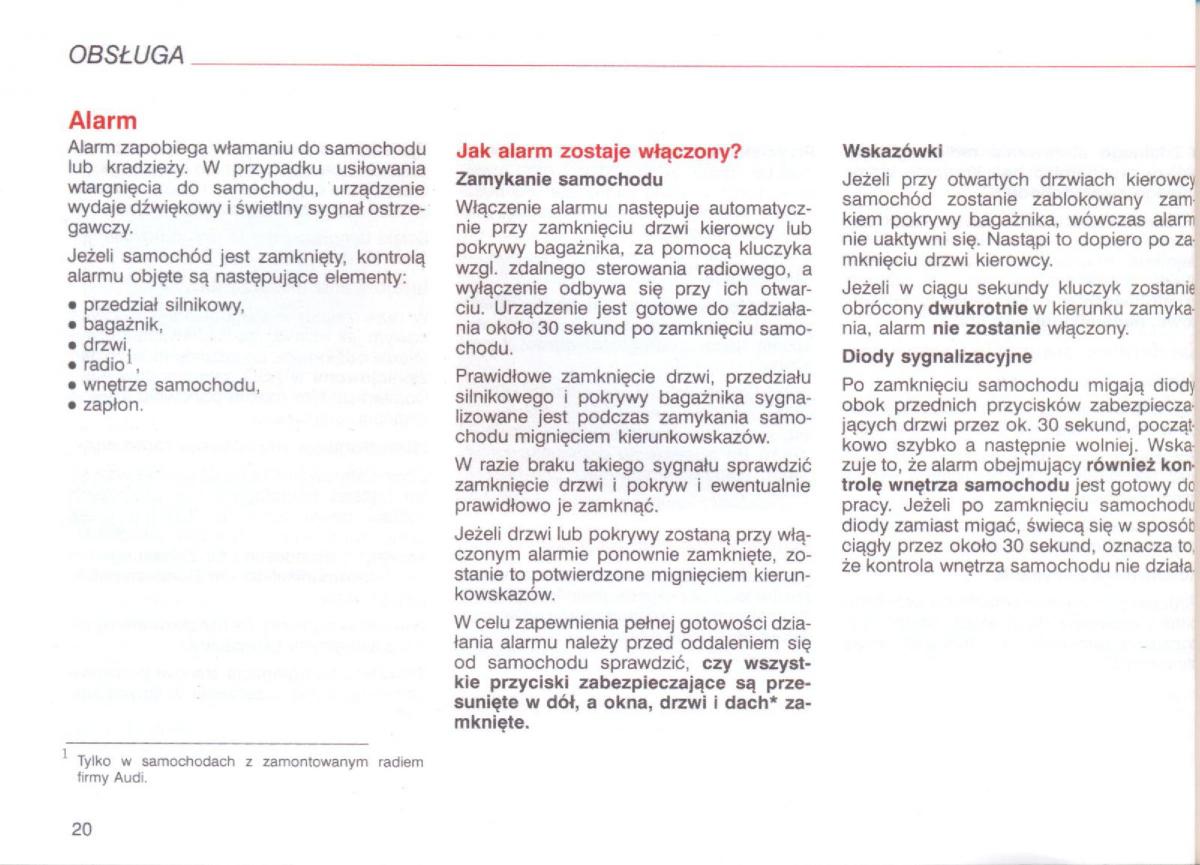 Audi A8 D2 instrukcja obslugi / page 20