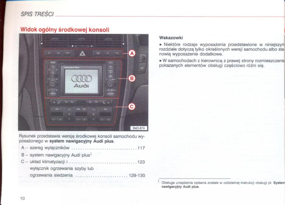 Audi A8 D2 instrukcja obslugi / page 10