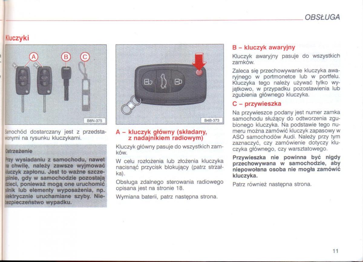 Audi A8 D2 instrukcja obslugi / page 11