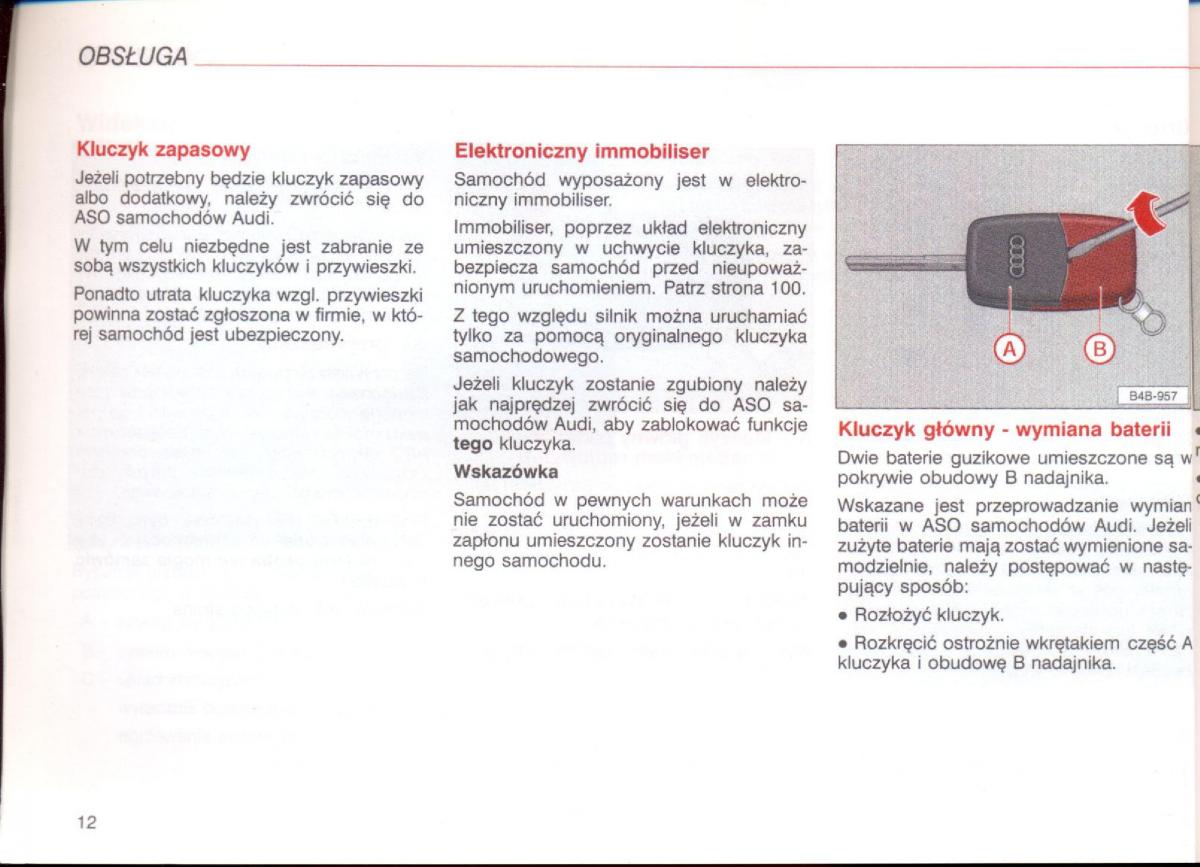 Audi A8 D2 instrukcja obslugi / page 12