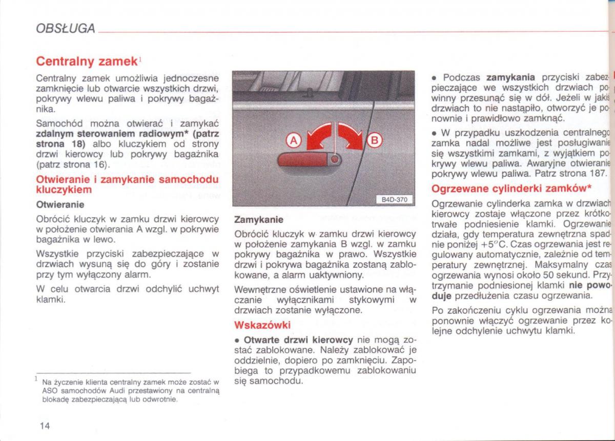 Audi A8 D2 instrukcja obslugi / page 14