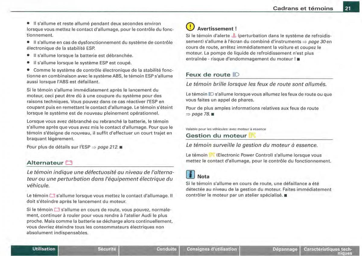 Audi A4 S4 B7 8F manuel du proprietaire / page 19