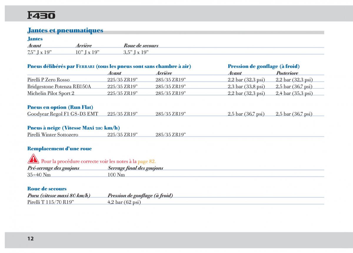 Ferrari 430 manuel du proprietaire / page 12