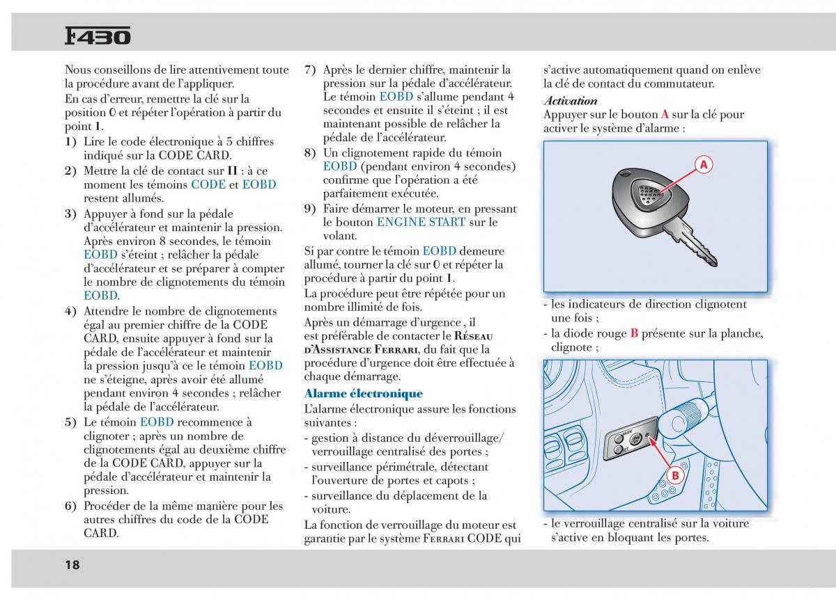 Ferrari 430 manuel du proprietaire / page 18