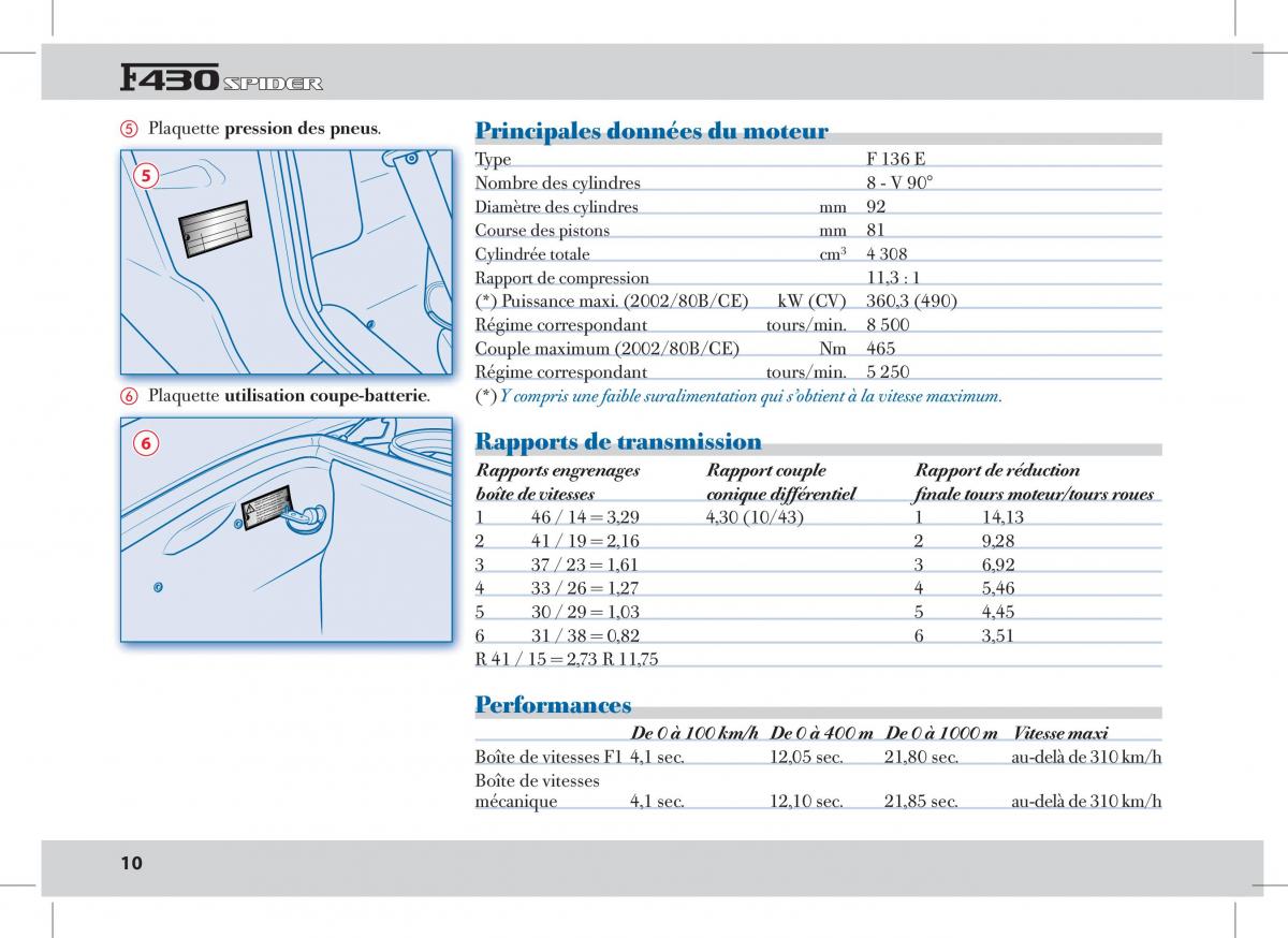 manual  Ferrari 430 Spider manuel du proprietaire / page 10