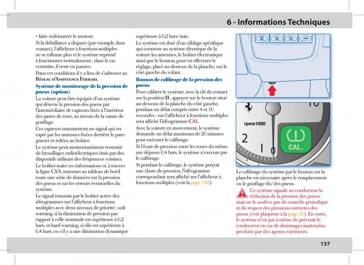 Ferrari 430 Spider manuel du proprietaire / page 137