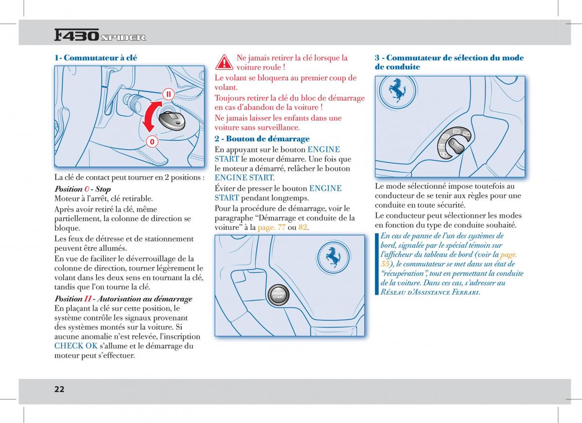 manual  Ferrari 430 Spider manuel du proprietaire / page 22