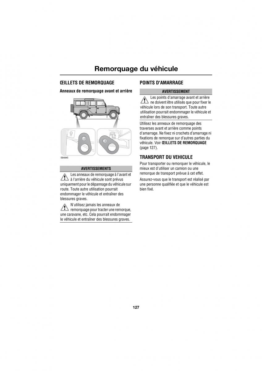 Land Rover Defender manuel du proprietaire / page 32