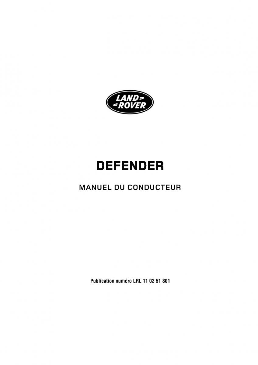 Land Rover Defender manuel du proprietaire / page 1