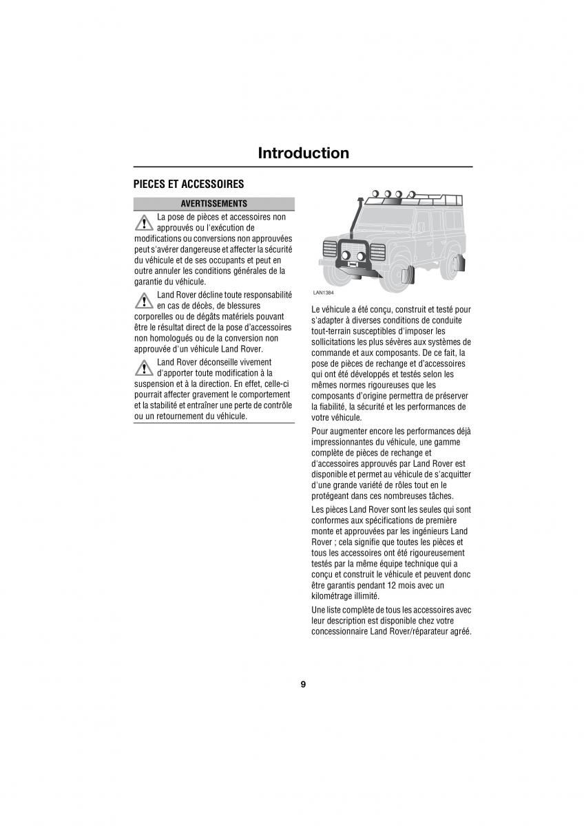 Land Rover Defender manuel du proprietaire / page 152