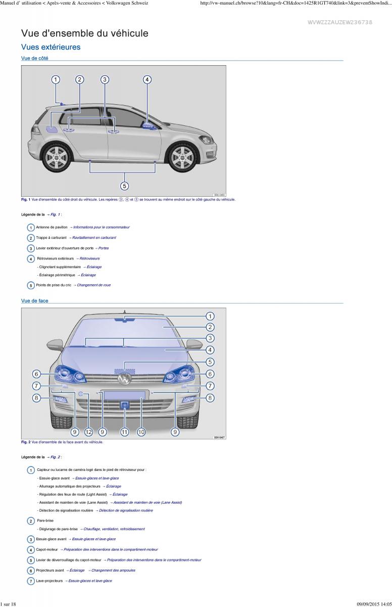 VW Golf VII 7 manuel du proprietaire / page 1