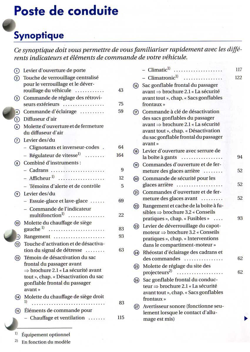 VW Touran manuel du proprietaire / page 7