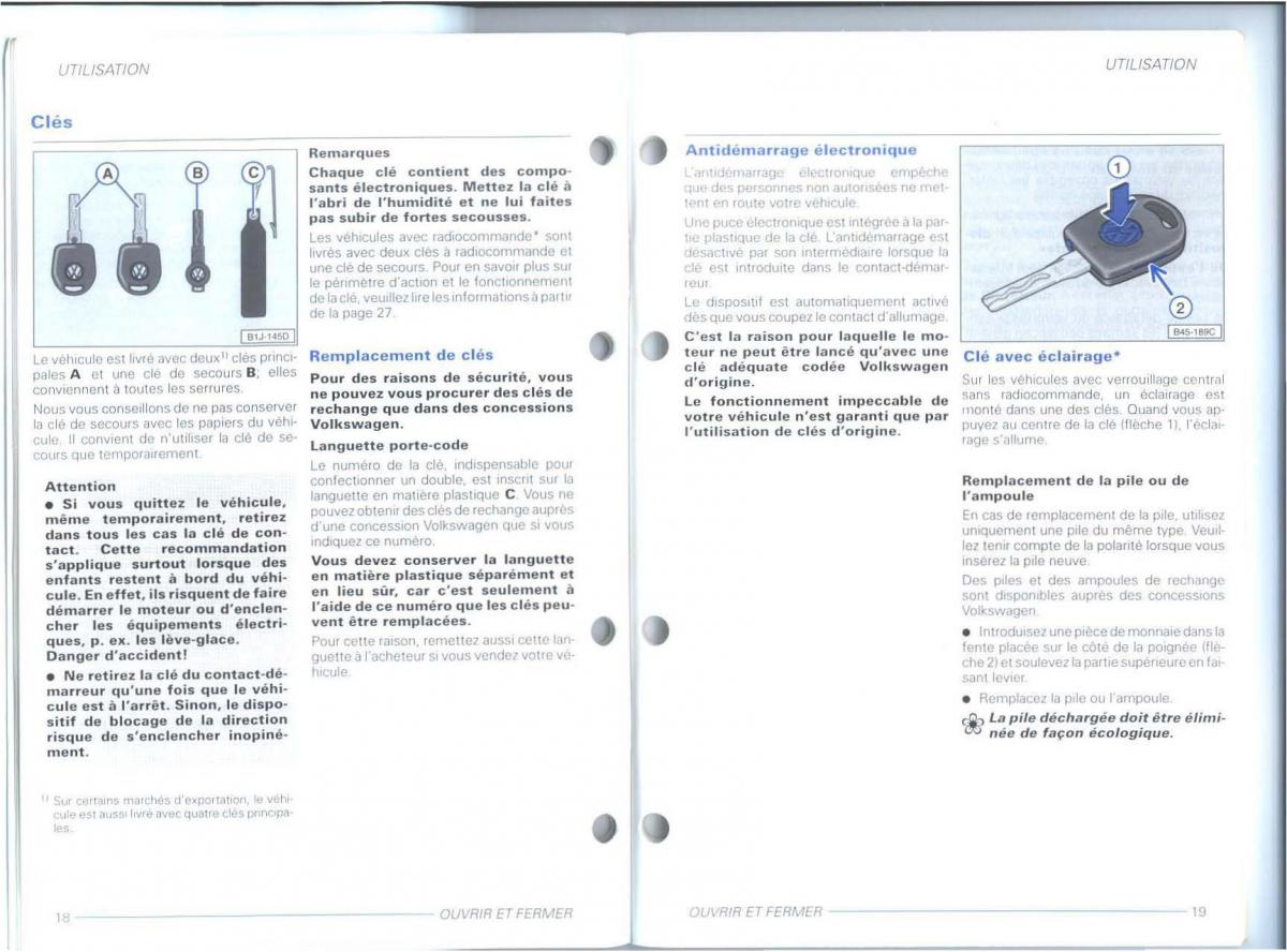 VW New Beetle Bjalla manuel du proprietaire / page 11