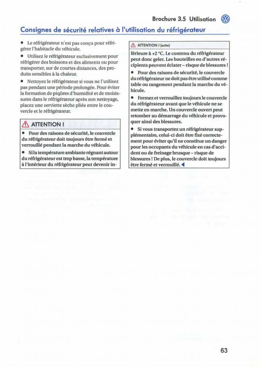 instrukcja obsługi  VW Transporter California T5 manuel du proprietaire / page 64