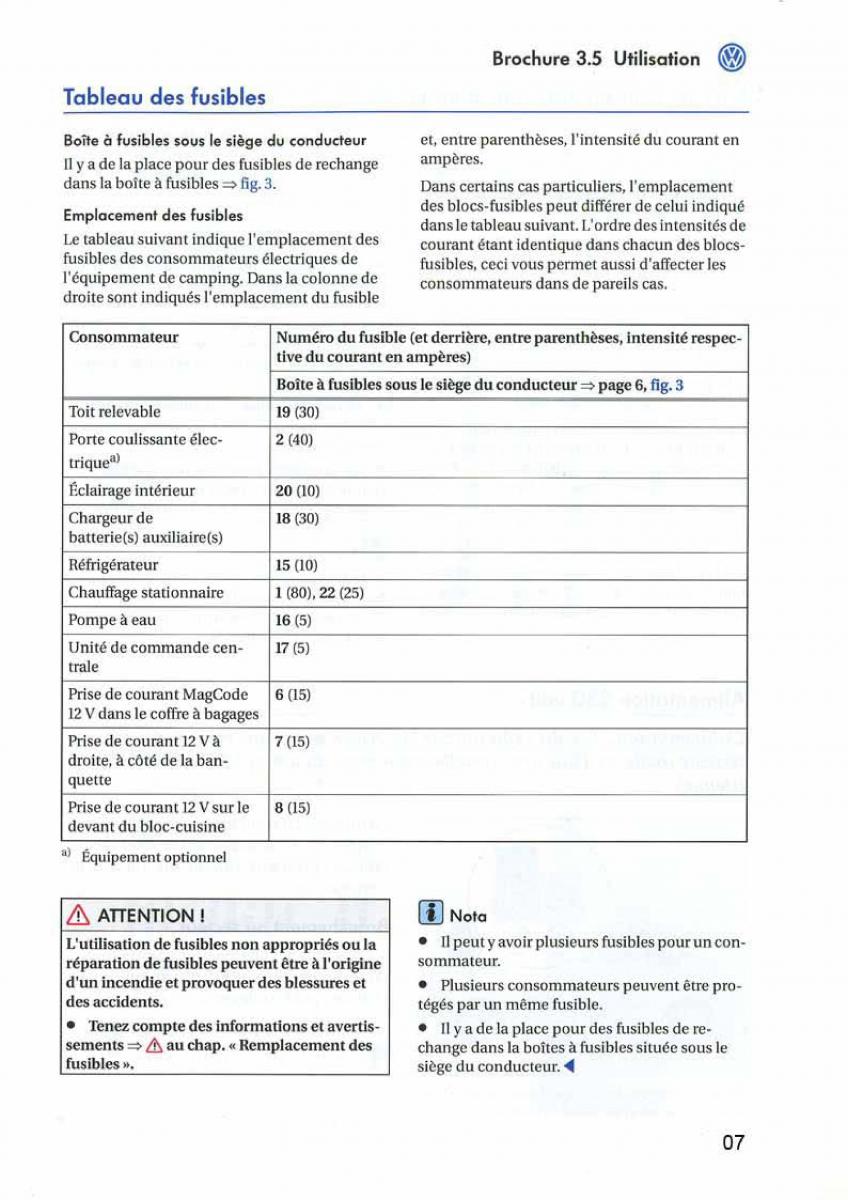 instrukcja obsługi  VW Transporter California T5 manuel du proprietaire / page 8