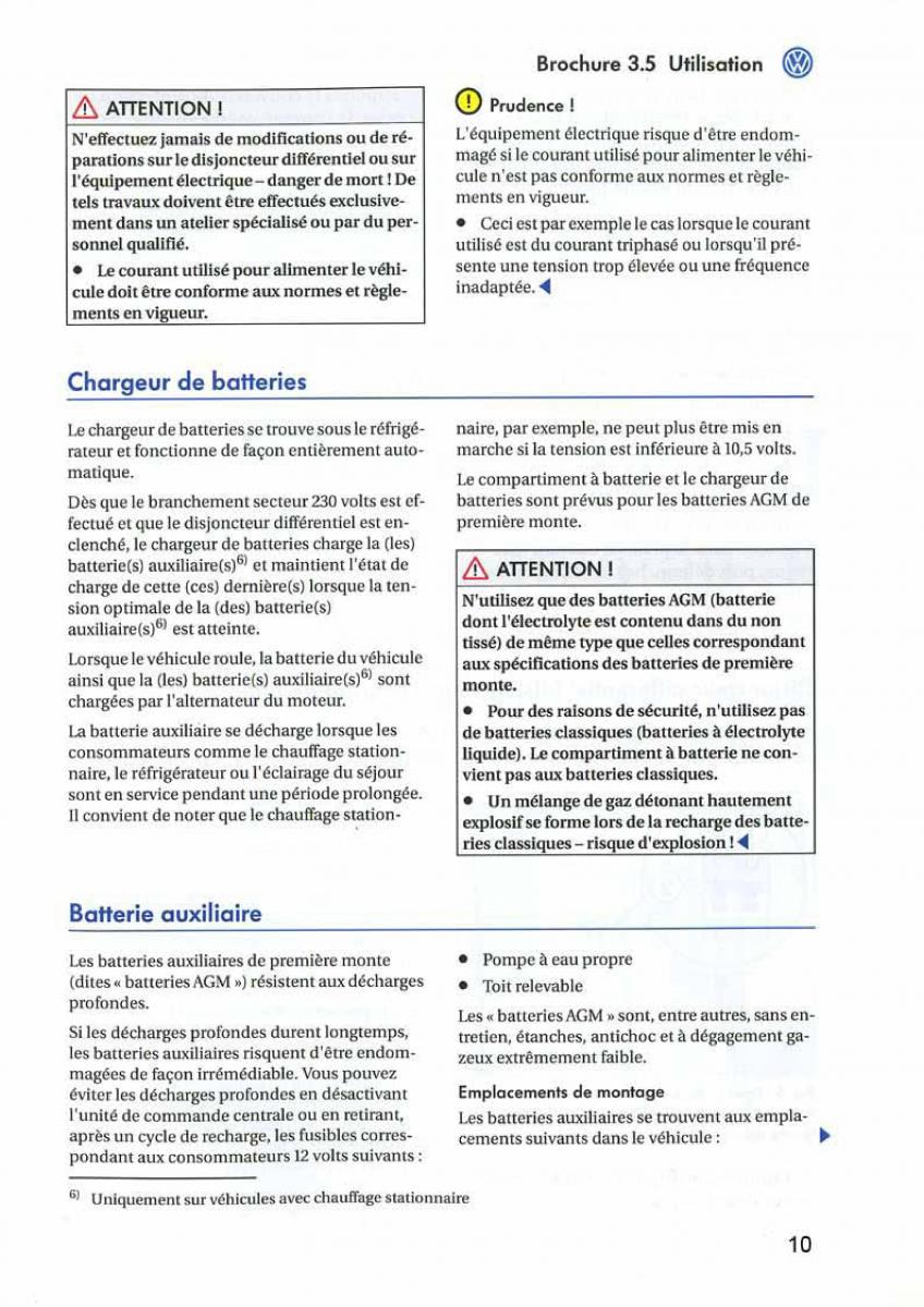 VW Transporter California T5 manuel du proprietaire / page 11