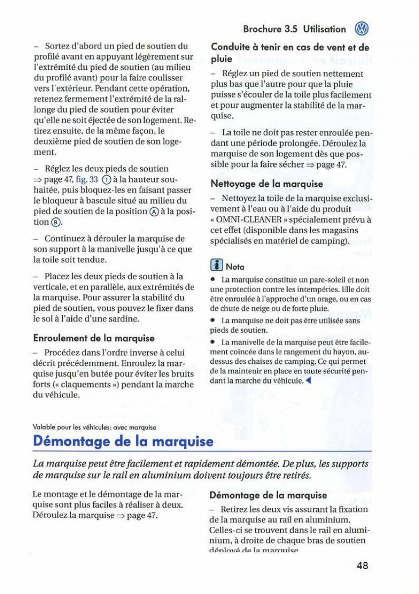 instrukcja obsługi  VW Transporter California T5 manuel du proprietaire / page 49