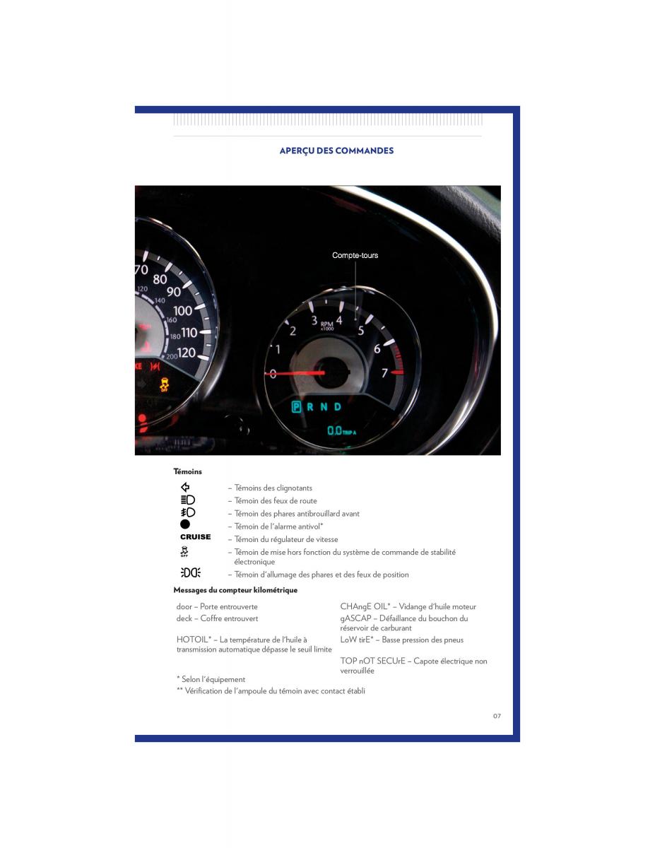 Chrysler 200 Convertible II 2 manuel du proprietaire / page 7