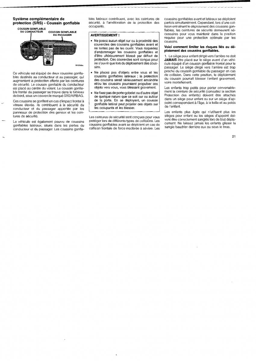 Chrysler Crossfire manuel du proprietaire / page 13