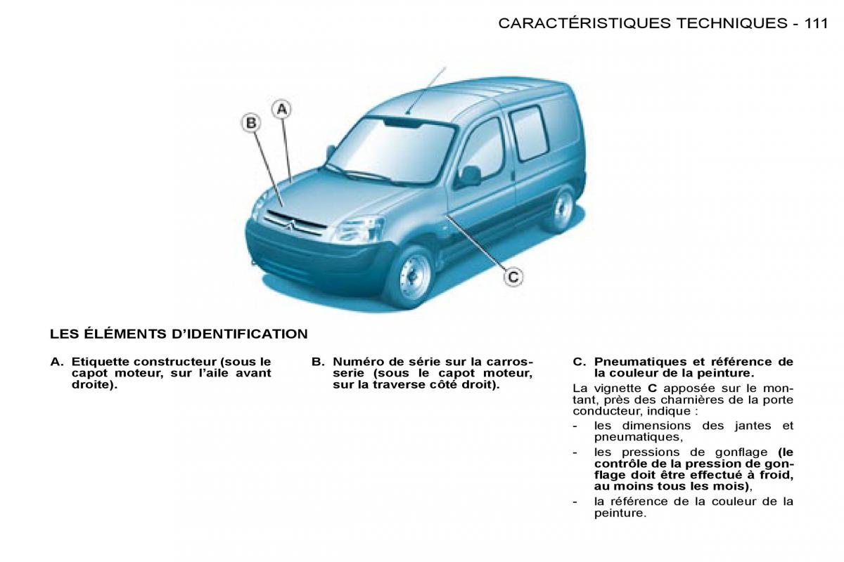 Citroen Berlingo I 1 manuel du proprietaire / page 101