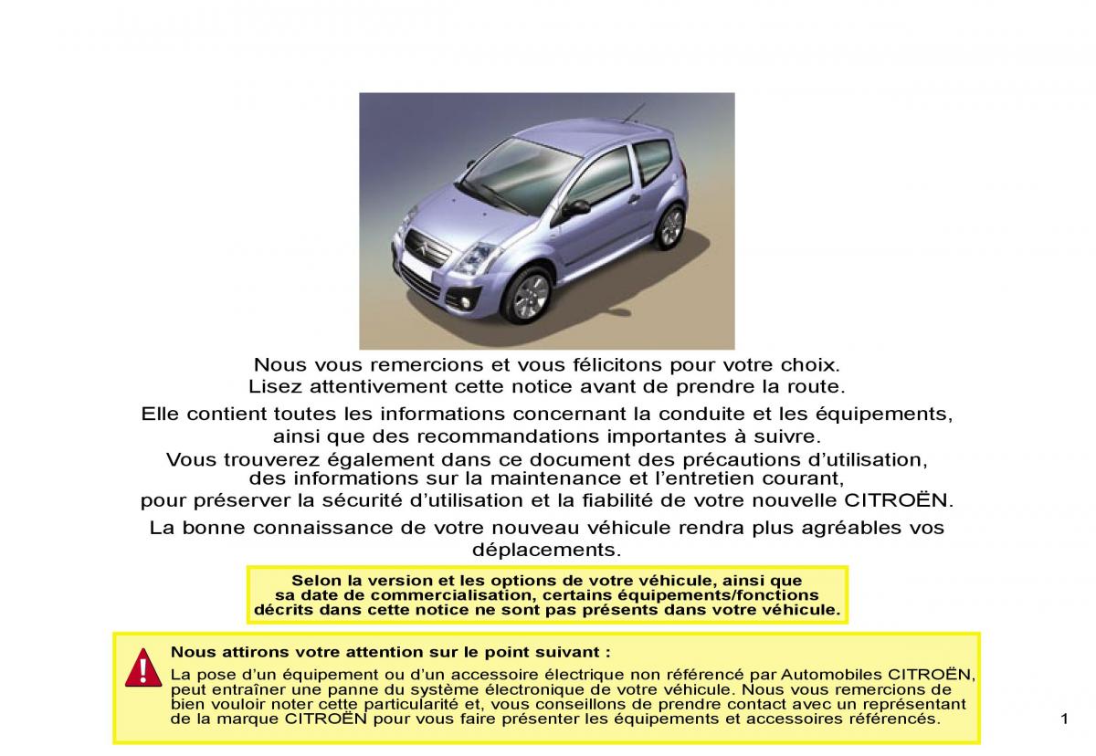 Citroen C2 manuel du proprietaire / page 3