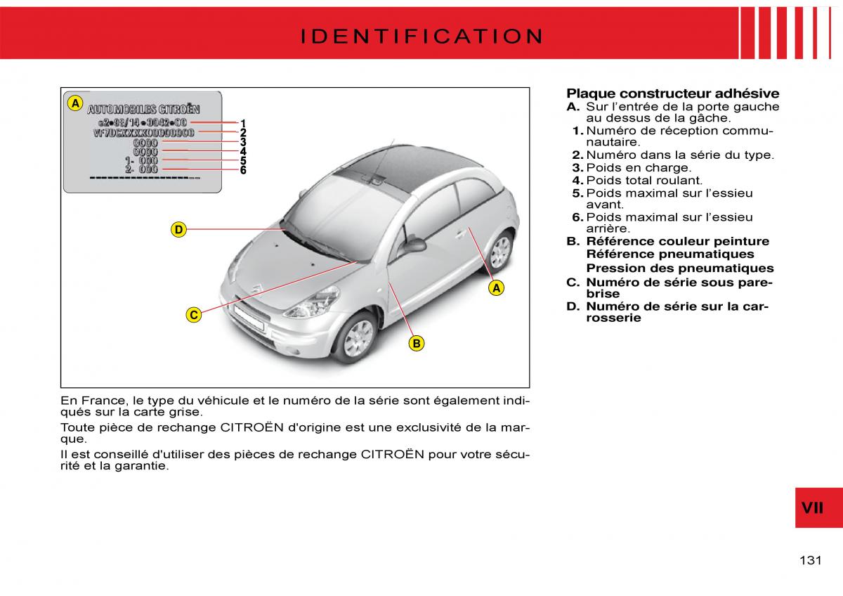 Citroen C3 Pluriel manuel du proprietaire / page 137