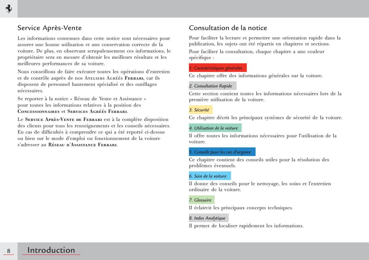Ferrari 458 Italia manuel du proprietaire / page 8