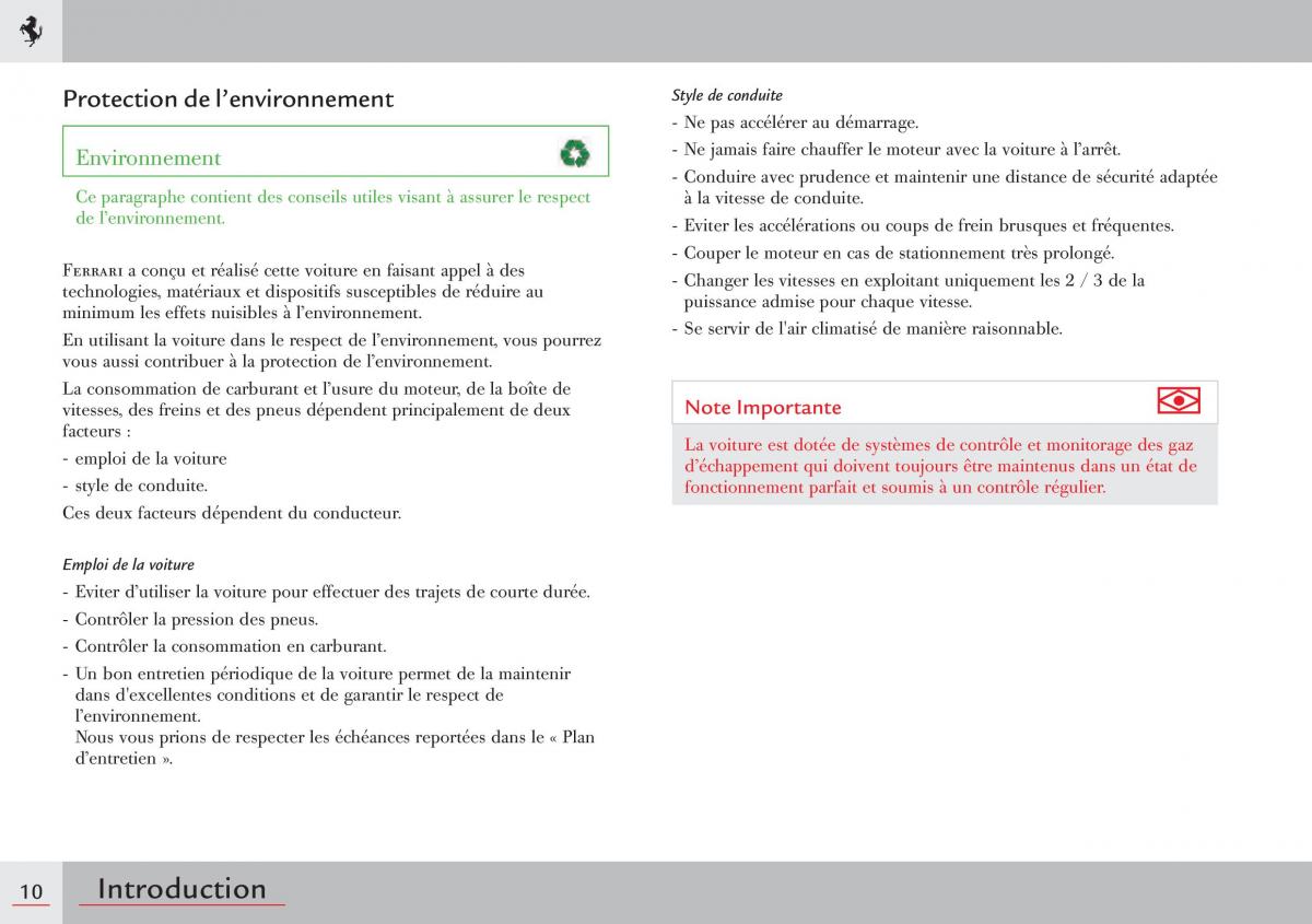 Ferrari 458 Italia manuel du proprietaire / page 10