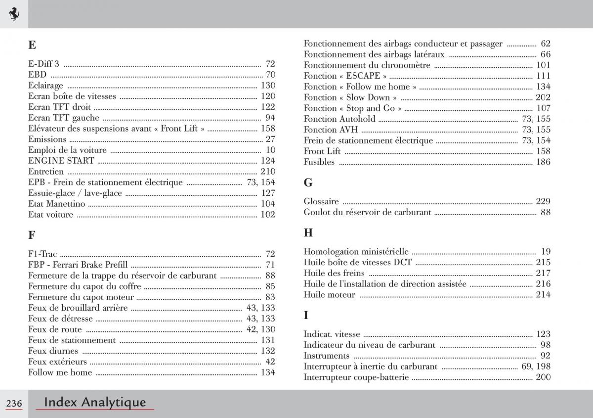 Ferrari 458 Italia manuel du proprietaire / page 236